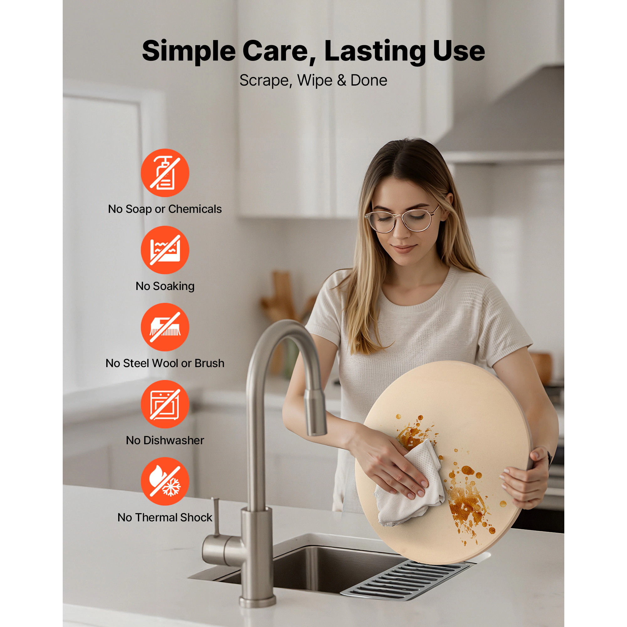 HONGGE Large Cordierite Pizza Stone 1450℉ Heat-Resistant for Oven BBQ