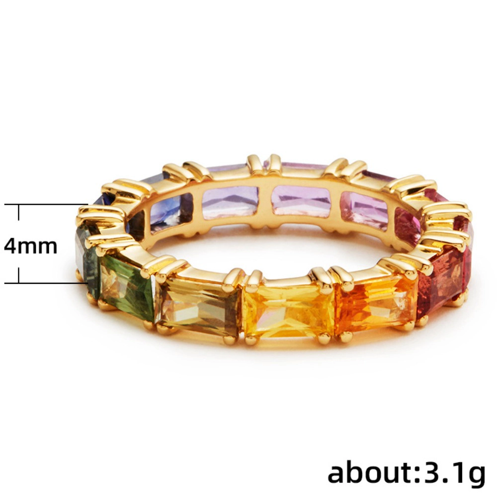 Eternity Band Ring Multicolour Synthetic Gemstone