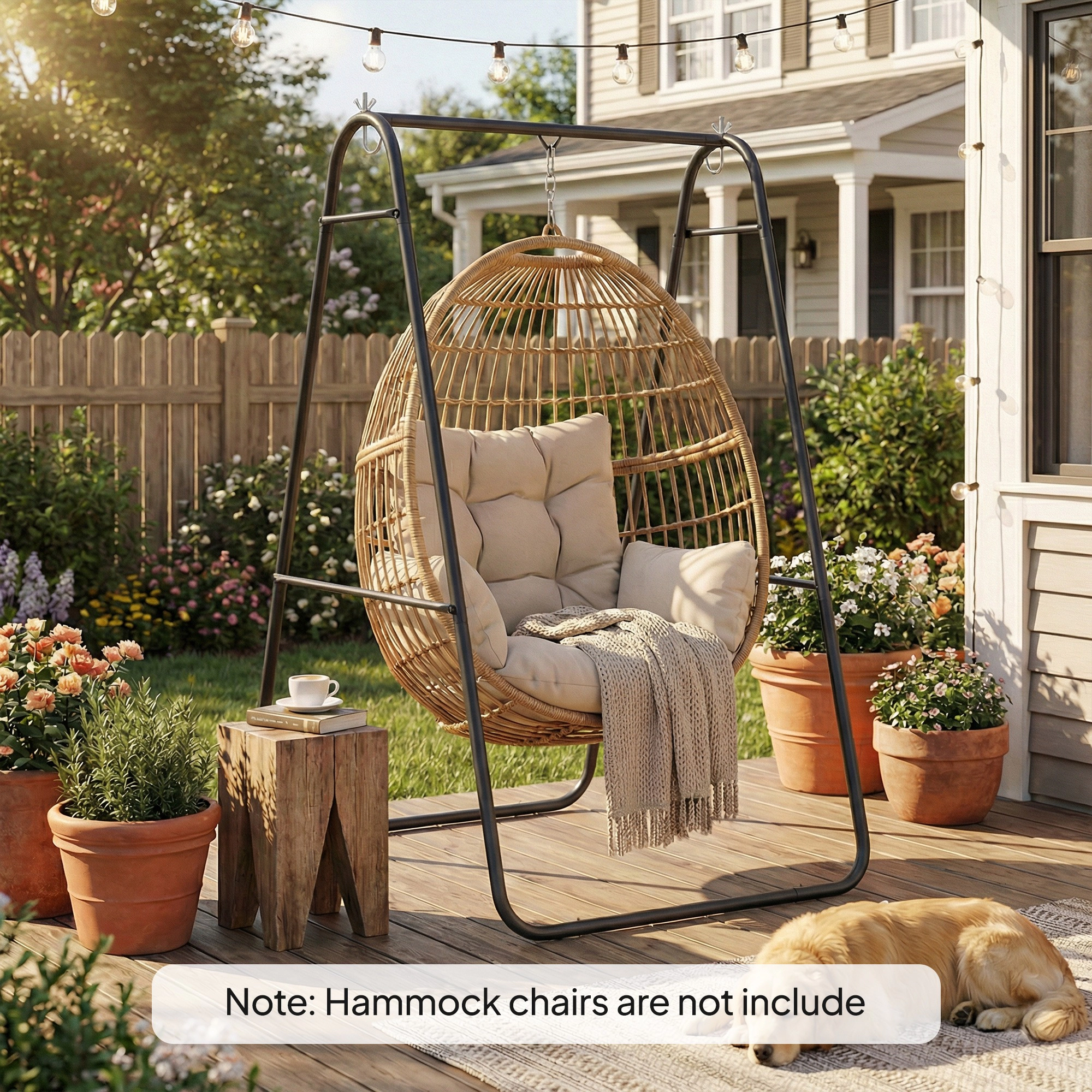 HONGGE Hammock Chair Stand Only Heavy Duty Solid Steel A-Frame for Hanging Hammock, Egg Chair, Max Load 330 LBS