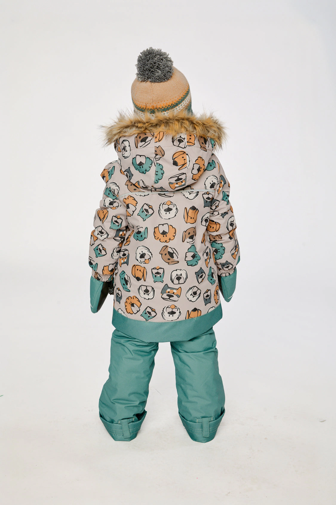 Deux par Boys Dog Print Two Piece Discover Snowsuit with Hooded Jacket and Snow Pants