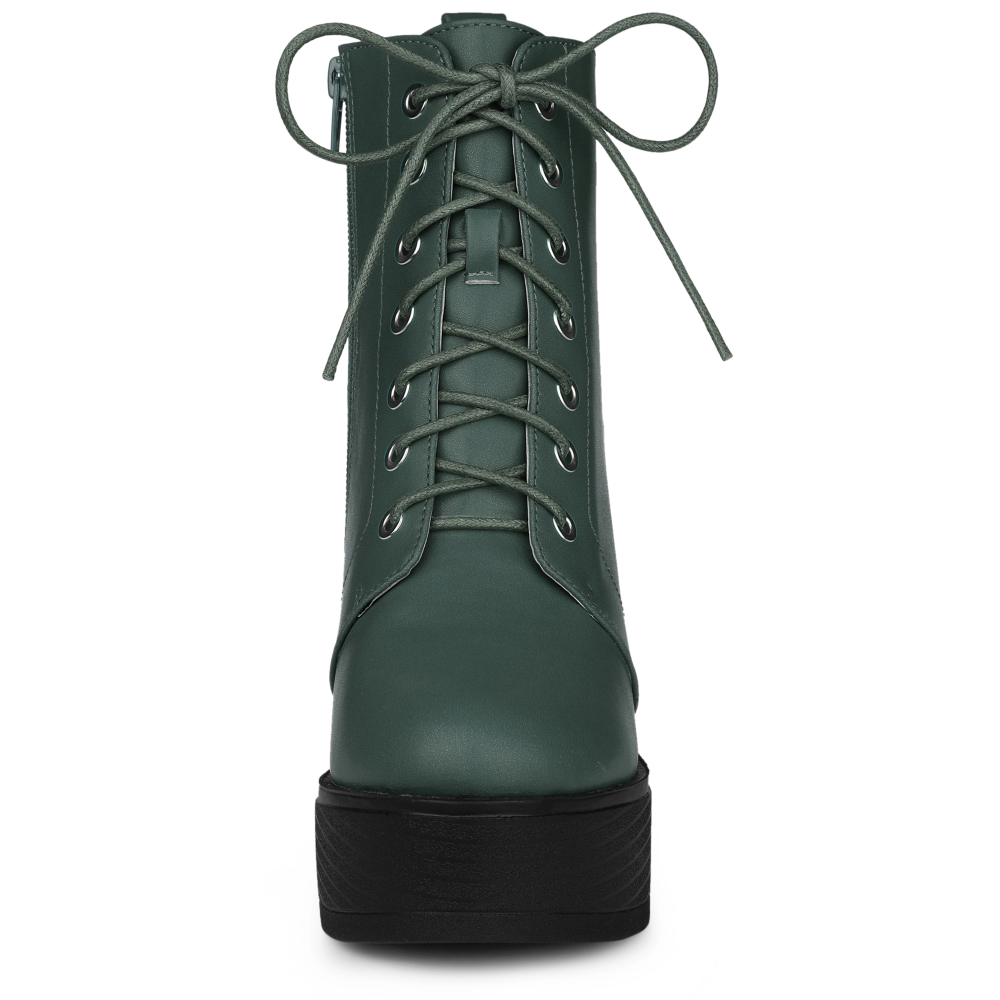 BLISSFUL STEP Women's Platform Chunky High Heel Lace Up Combat Boots