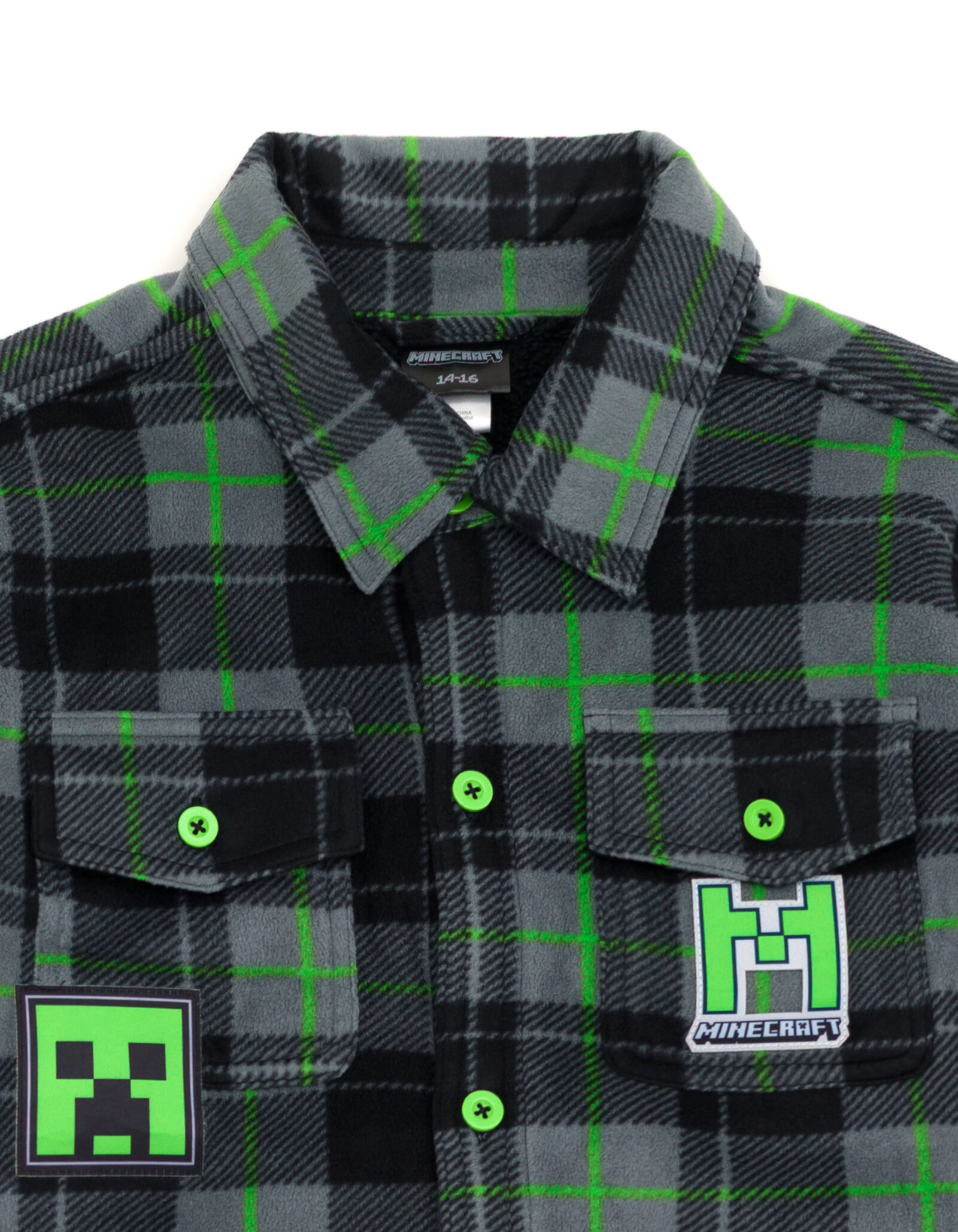 Minecraft Creeper Boys' Fleece Lined Shacket