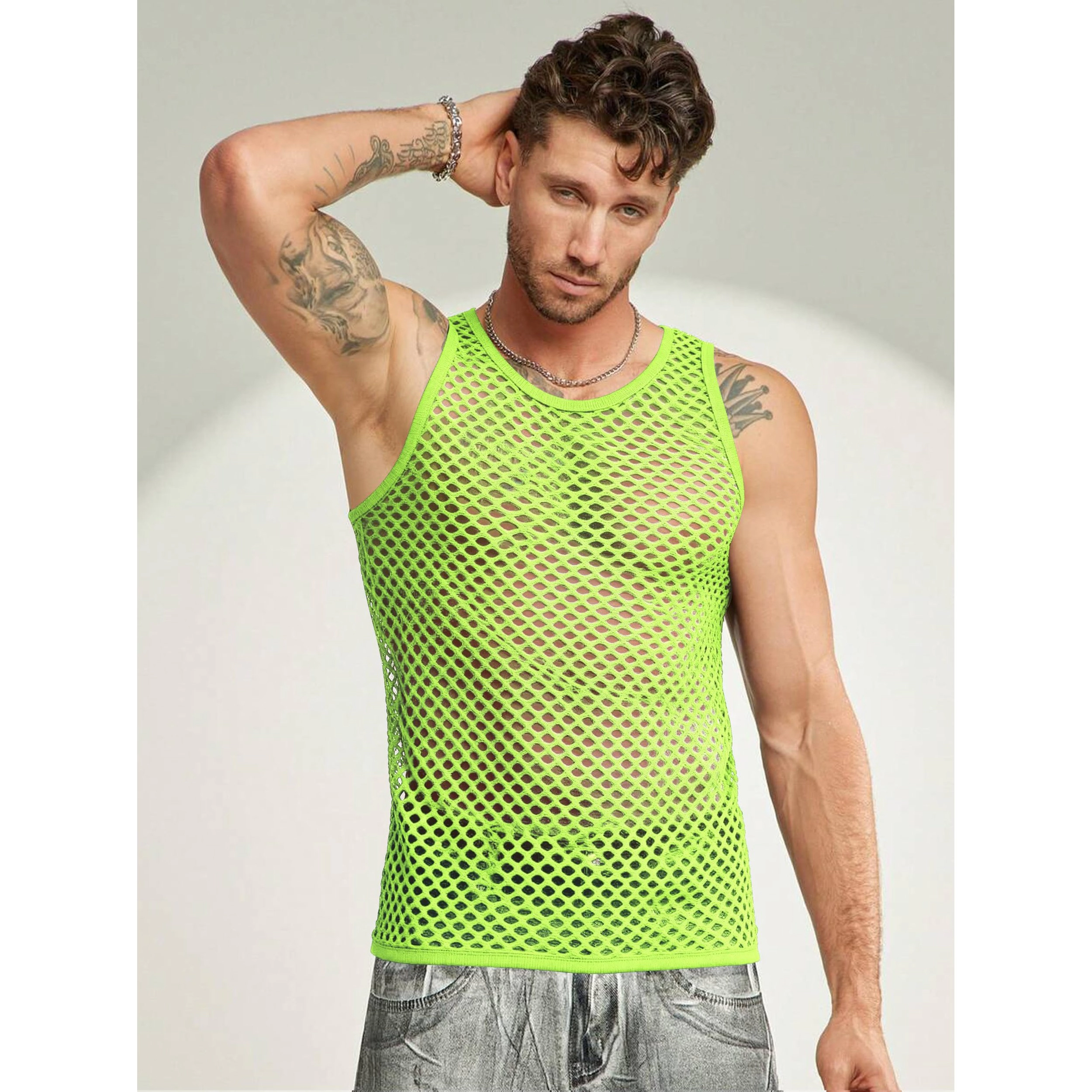 COOFANDY Men's Mesh Sleeveless Crew Neck Tank Top