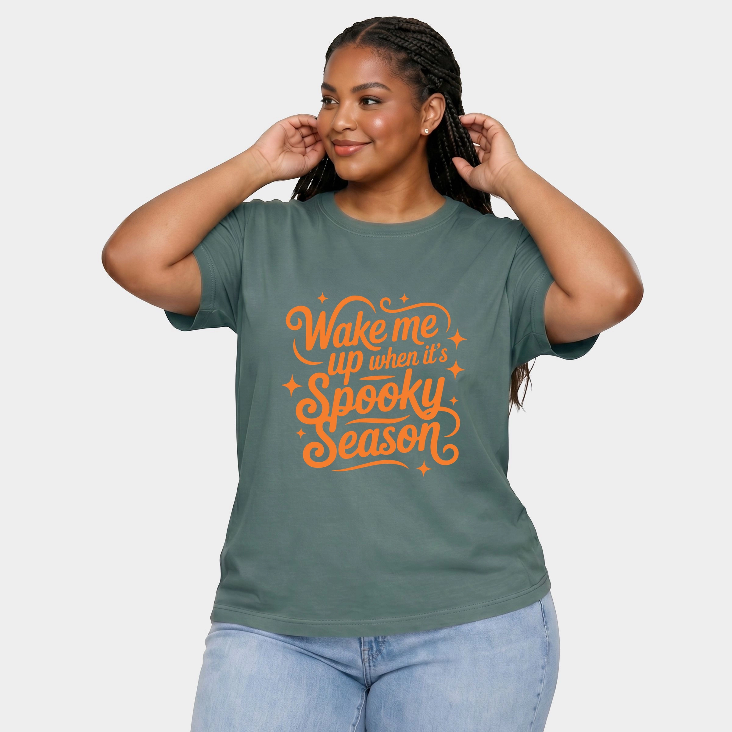 Simply Sage Market - Women's Plus Sized Garment Dyed Graphic T-Shirt Wake Me Up When It's Spooky Season