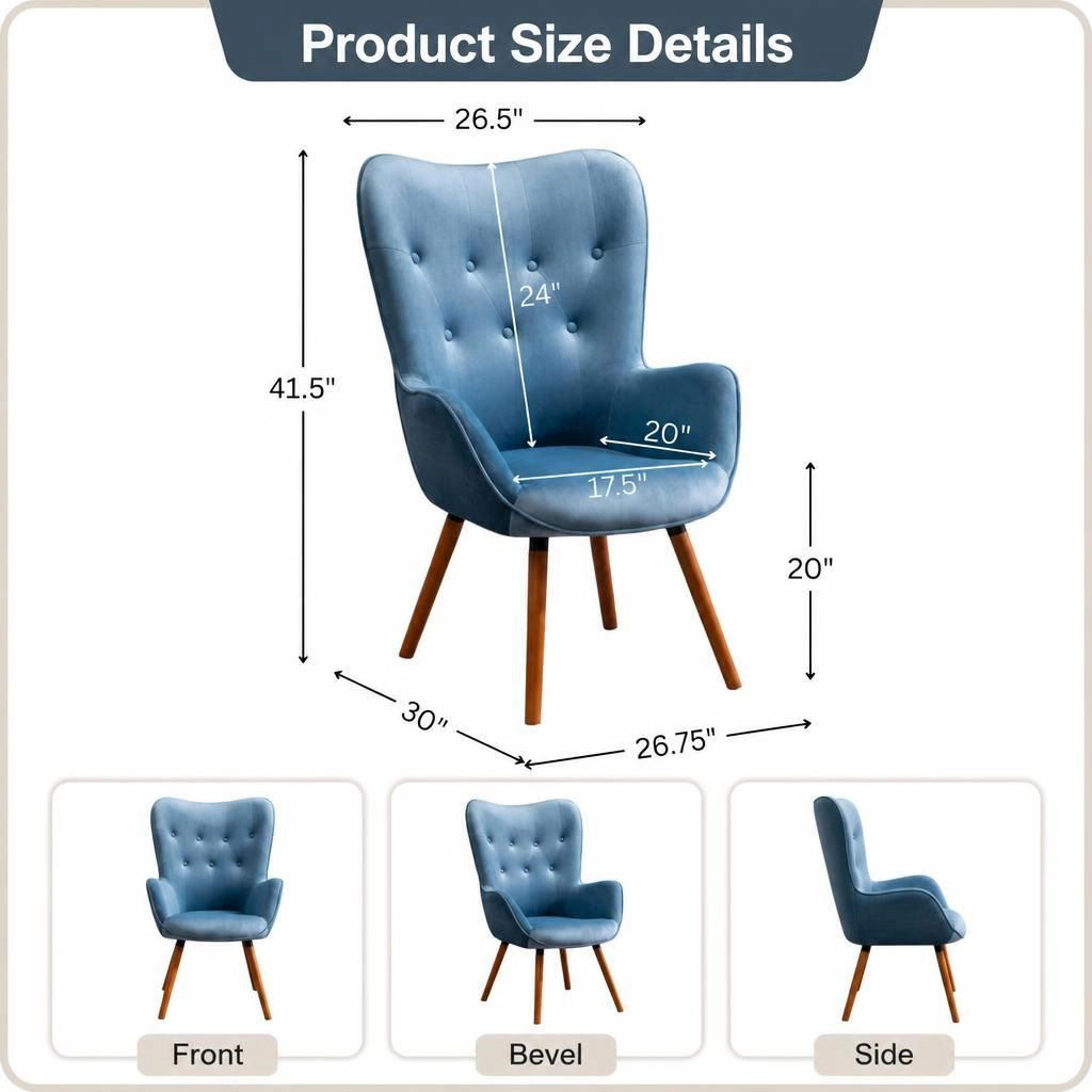 GOODSILO Upholstered Polyester Accent Chair Comfortable Single Seating