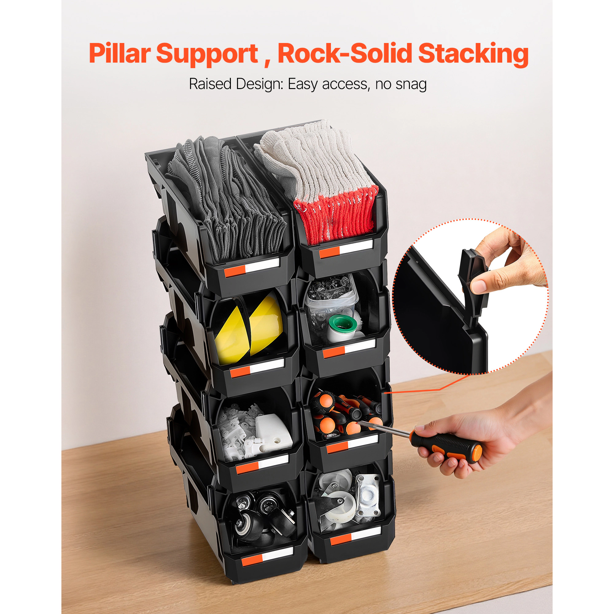 HONGGE Plastic Stackable Storage Bins Containers for Organizing Closet Garage Small Parts