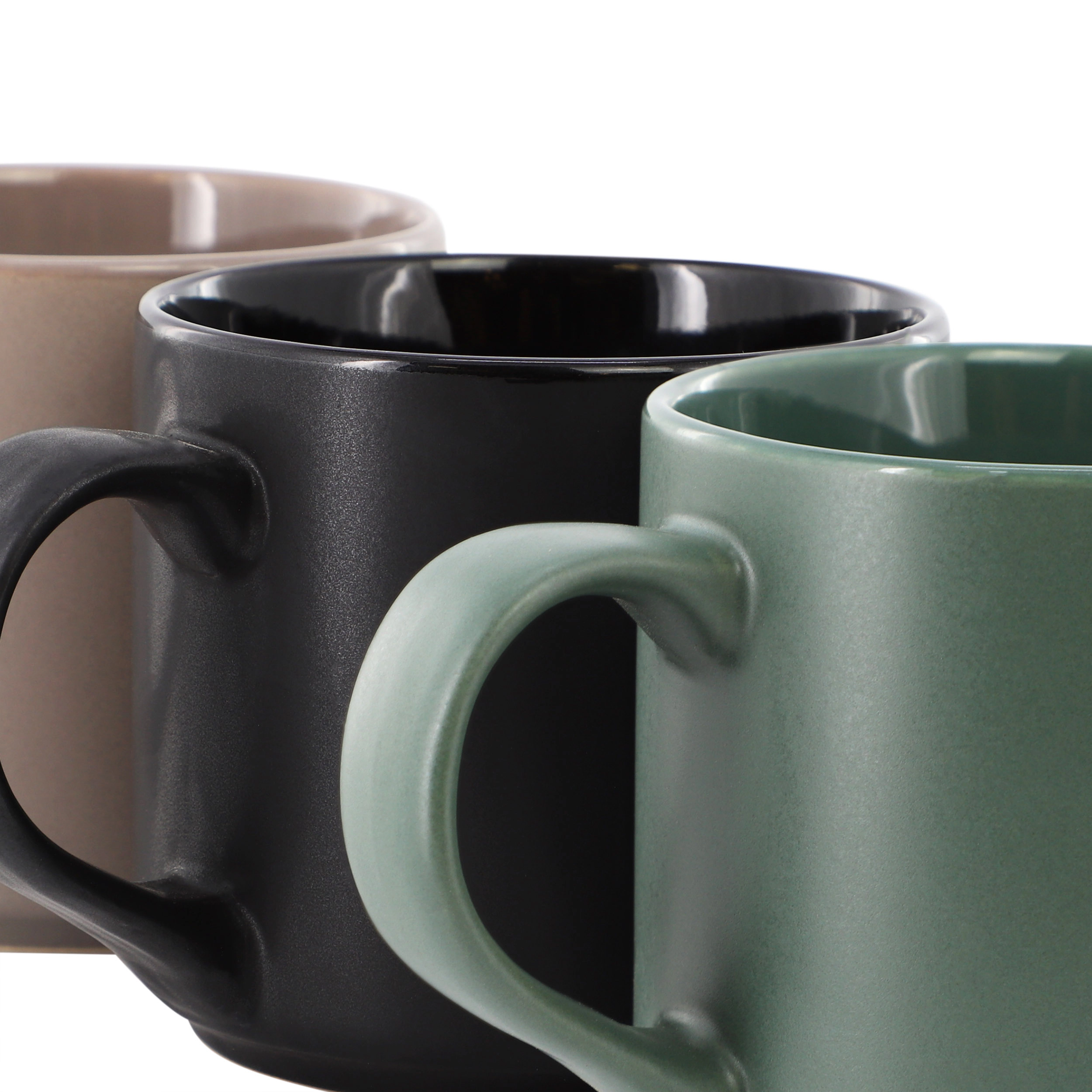 Gibson Home Dutch Yard 7 Piece 16oz Stoneware Mug Set with Metal Rack in Multi-Color