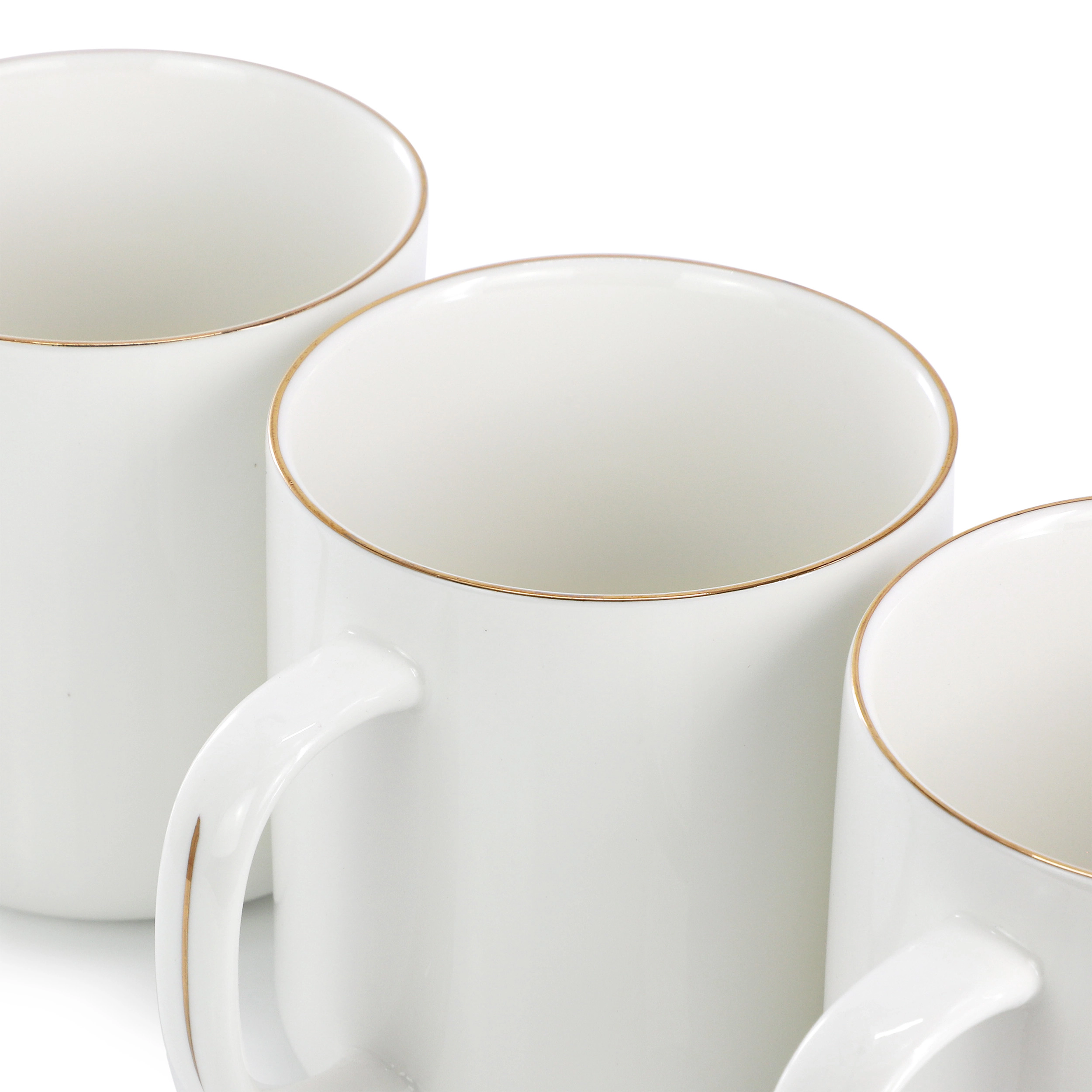 Martha Stewart Fine Ceramic 4 Piece 14 Ounce Round Mug Set in White