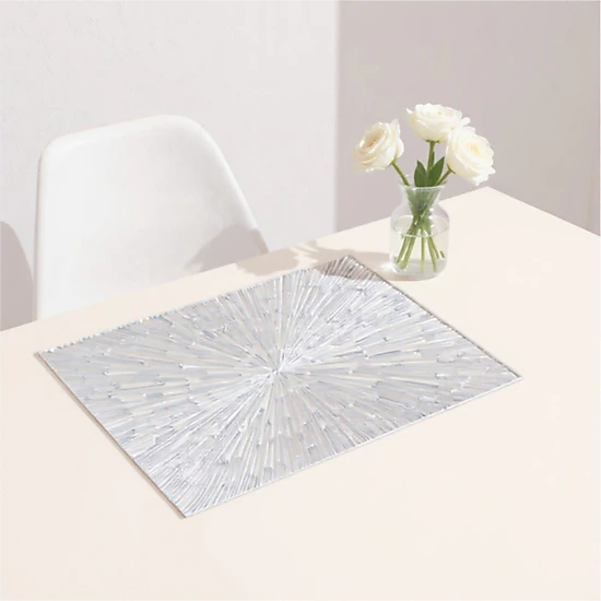 Alilang Unisex 4-Piece Rectangular Woven Rattan Placemat with Radiating Sunburst Design