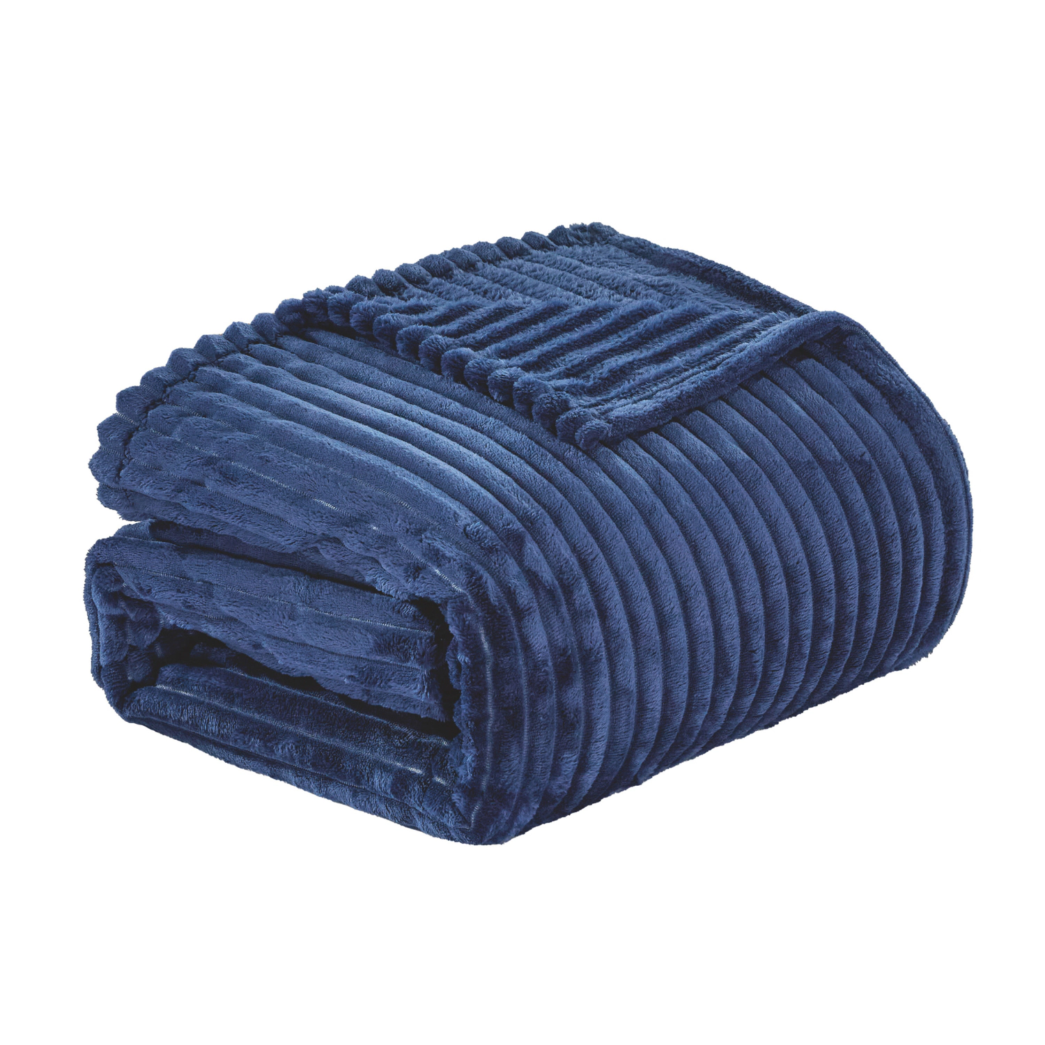 Plazatex Striata Lined Oversized All Season 100% Polyester Blanket King 108" x 90" Navy