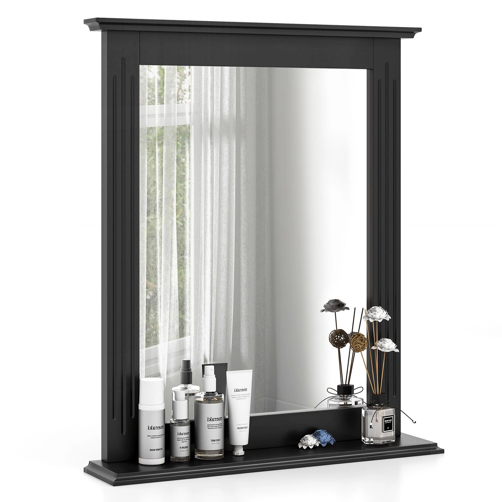 SlickBlue 22.5 Inch Bathroom Mirror with Shelf, Wall Mounted