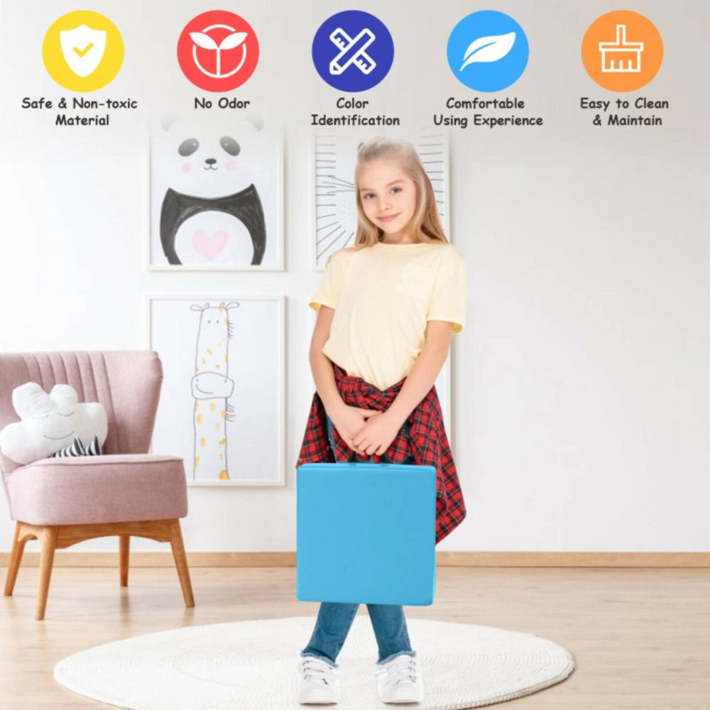 Hivvago 6 Pieces 15 Inches Square Toddler Floor Cushions Flexible Soft Foam Seating with Handles