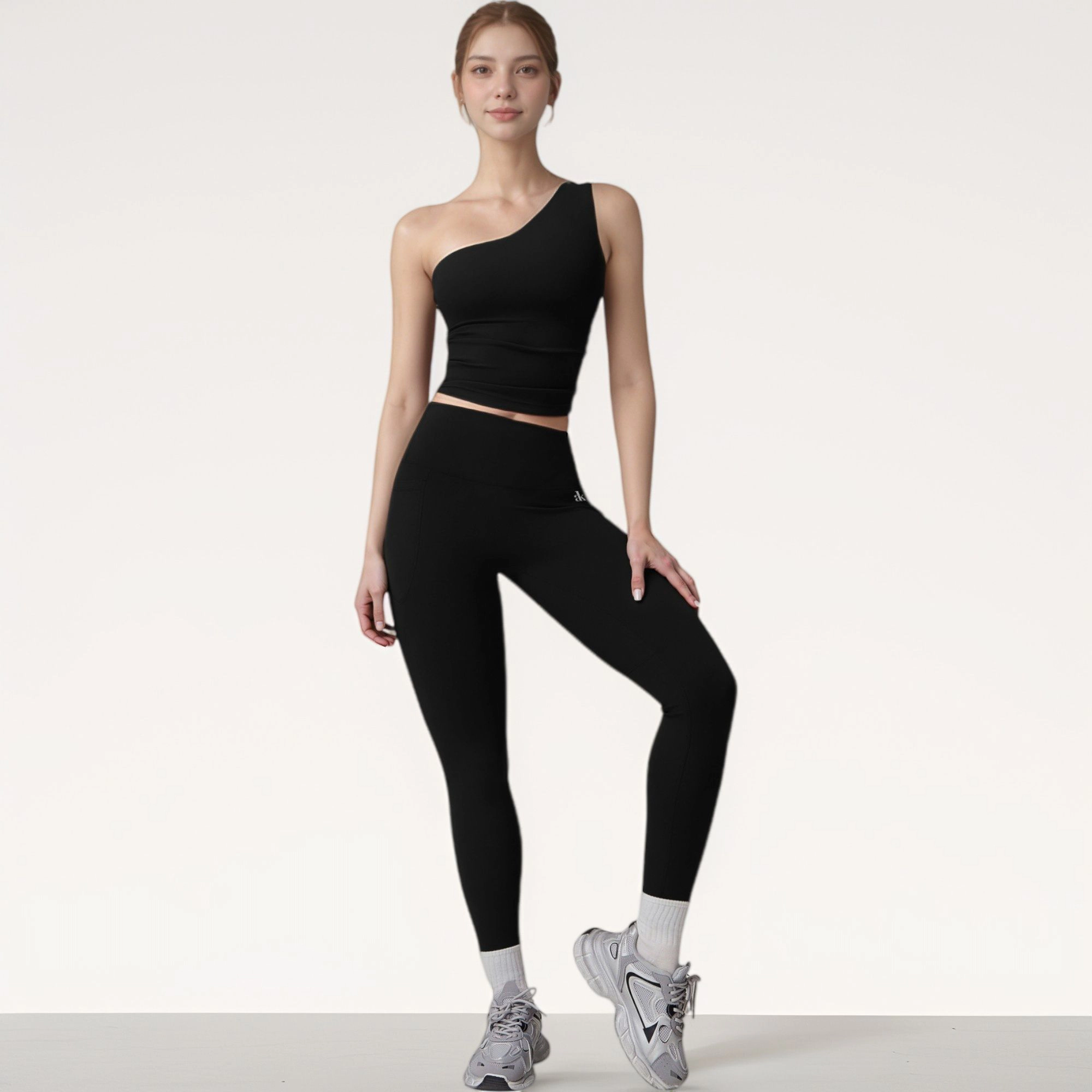 Anna-Kaci Women's One Shoulder Cropped Active Tank Top with Asymmetrical Neckline