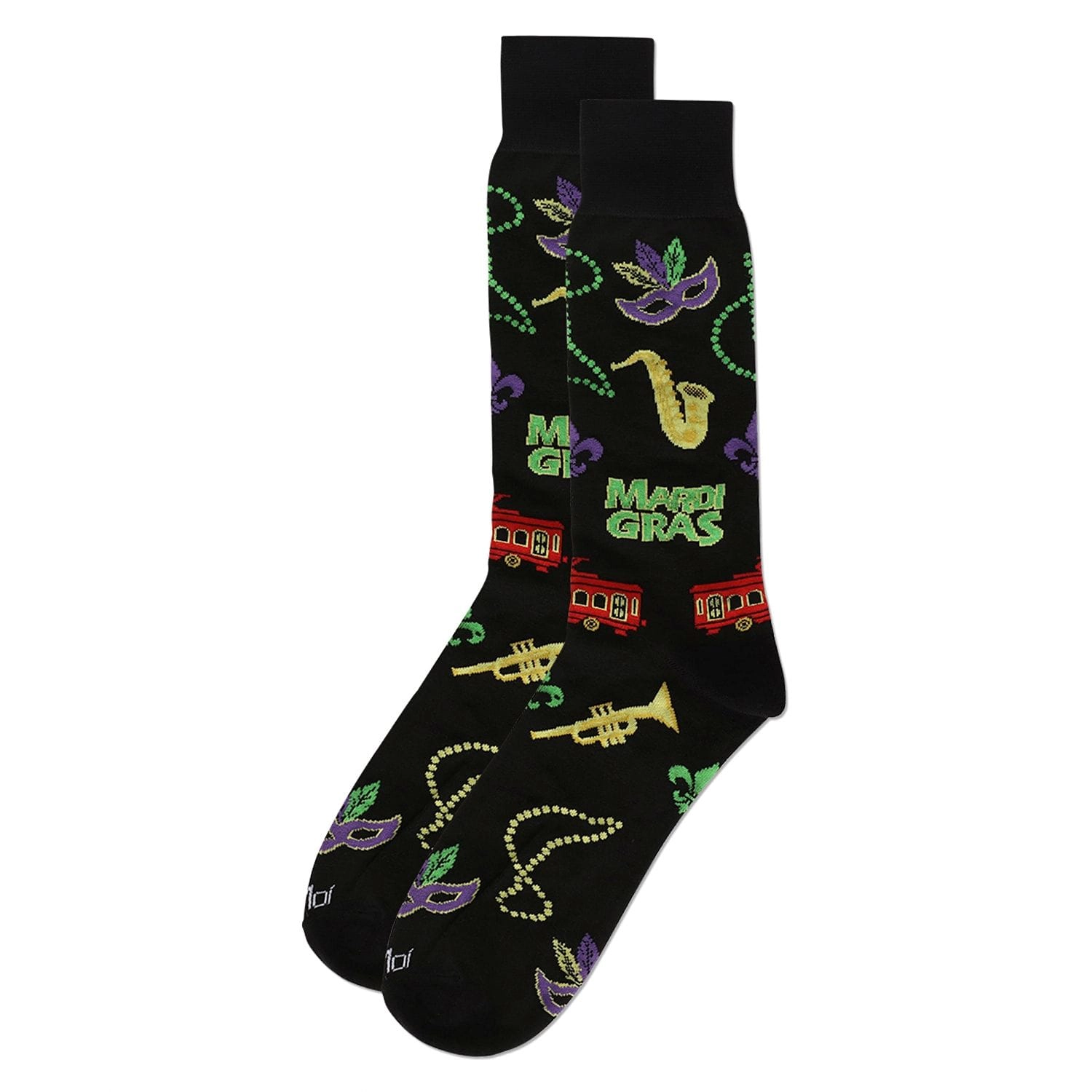 Memoi Men's Mardi Gras Bamboo Crew Socks