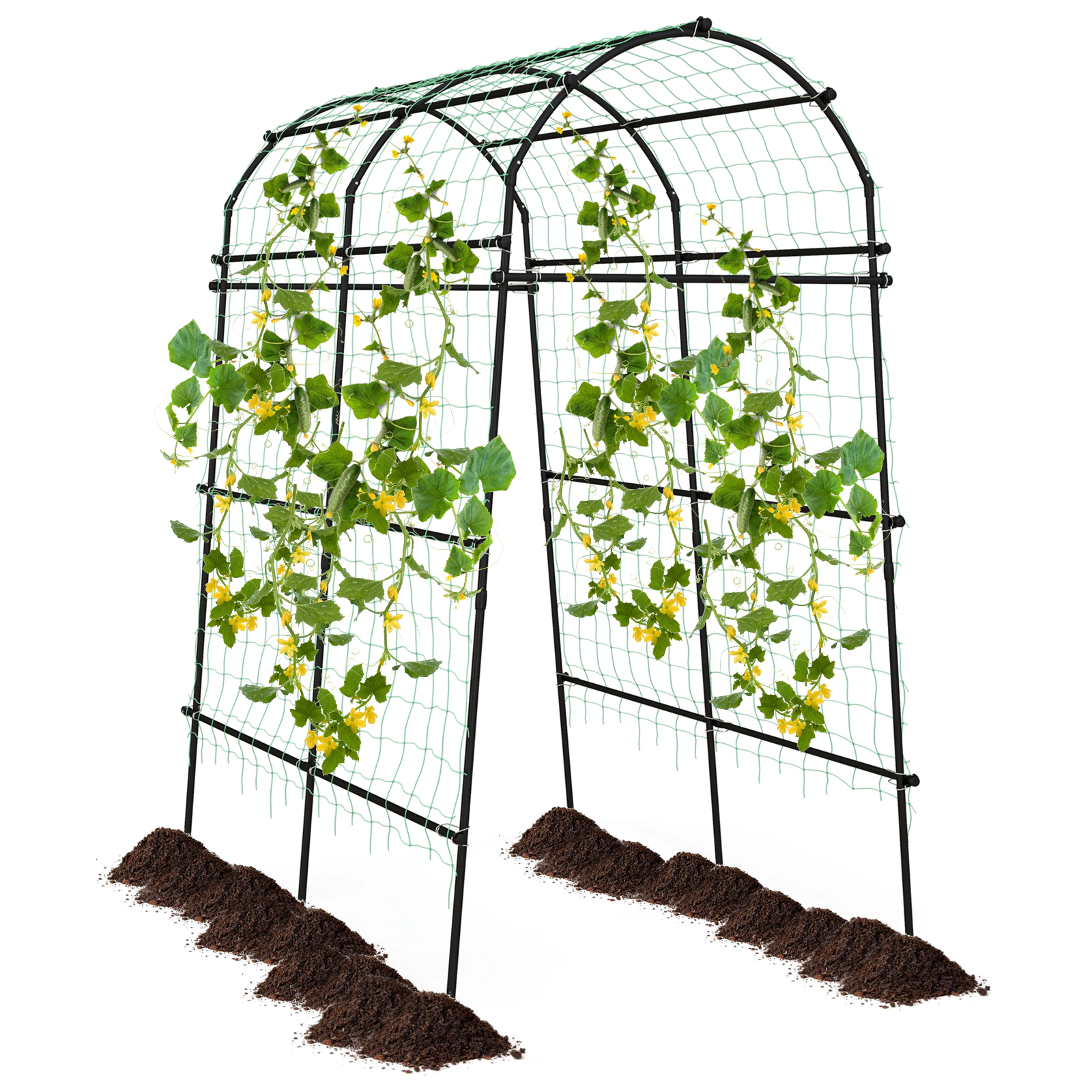 LJG 7.5 Feet Garden Arch Trellis with PE Coated Metal Structure