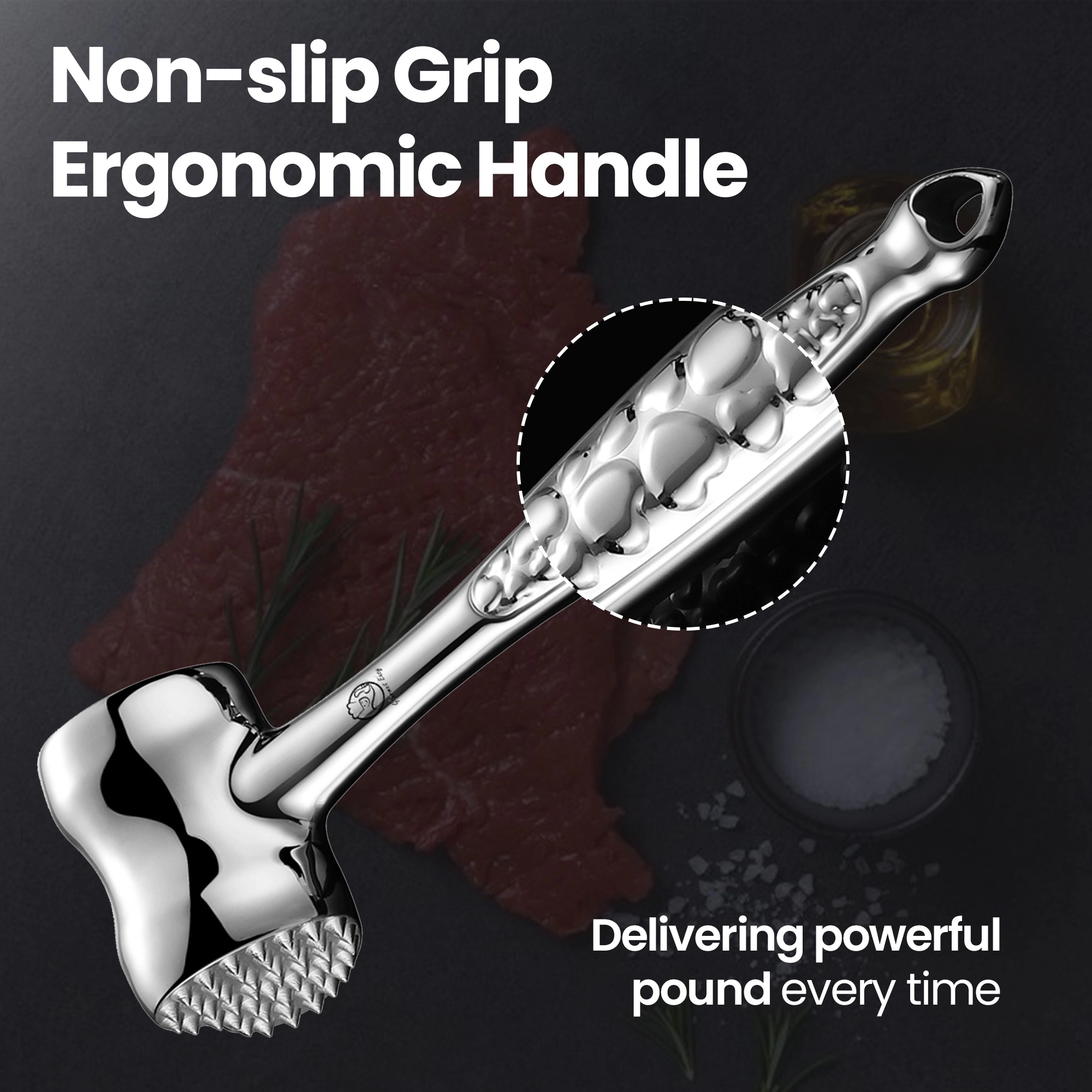 Gourmet Easy Stainless Steel Meat Tenderizer Tool, Meat Mallet, Meat Hammer (Love Edition)