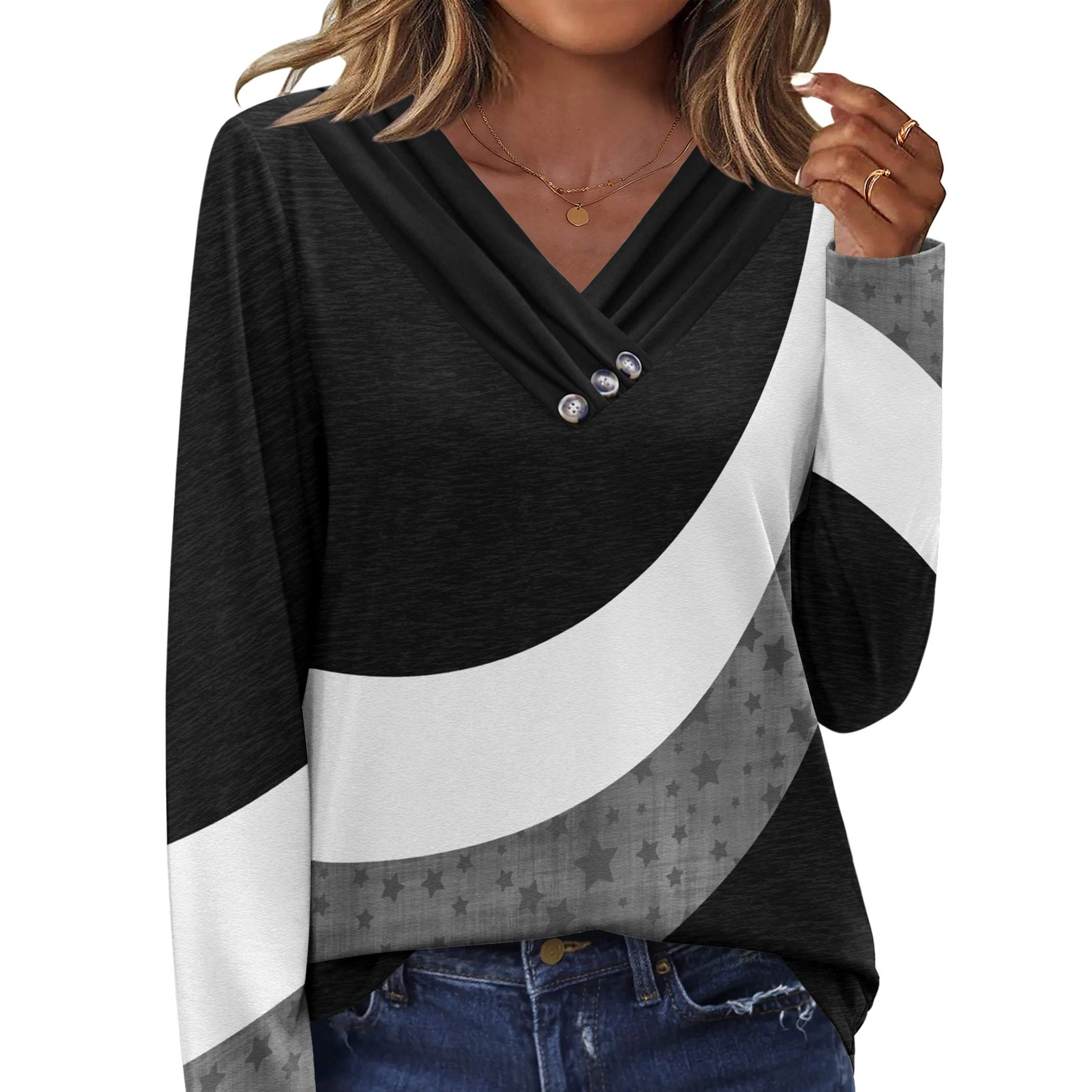 Zeagoo Women V Neck Long Sleeve Tunic Top