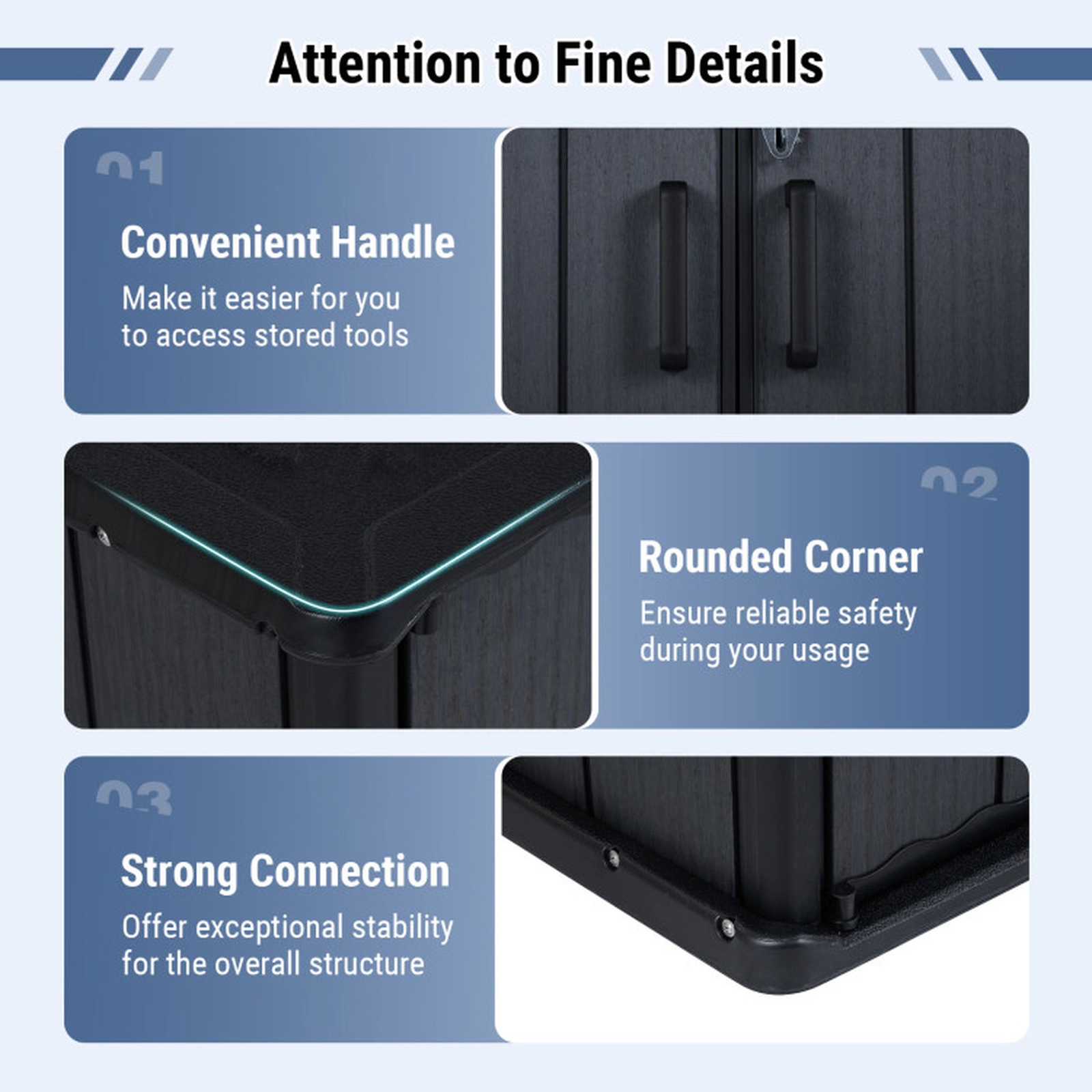 SUGIFT 23.5-Cu-Ft Lockable Built-In Floor HDPE All-Weather Outdoor Storage Box 47-in x 25.5-in x 46-in 330-lb Black