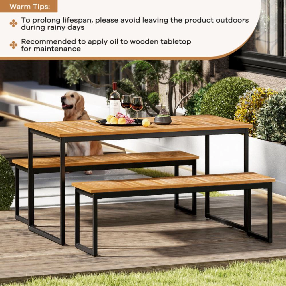 Hivvago Set Of 2 Patio Dining Bench For 2-3 Person Indoor Outdoor