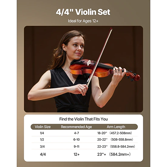 HONGGE Violin for Adults, Violin Fiddle Set for Beginners Student with Hard Case, Rosin, Bow, Shoulder Rest, Bridge