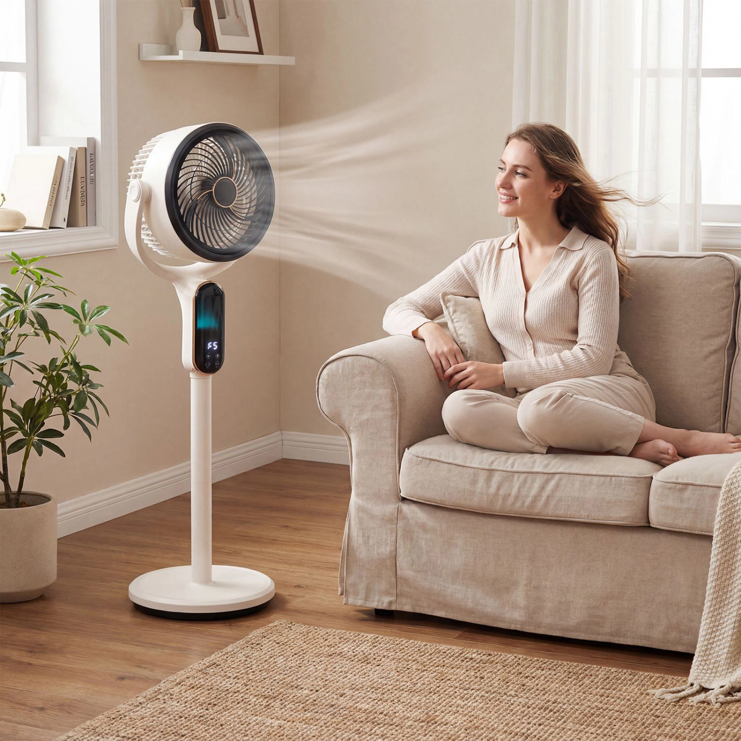 SlickBlue Adjustable Pedestal Fan with 900 CFM Powerful Airflow and Remote Control