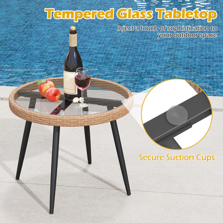 Hivvago 3 Piece Patio Bistro Set With Pe Rattan Wicker Chairs And Tempered Glass Coffee Table