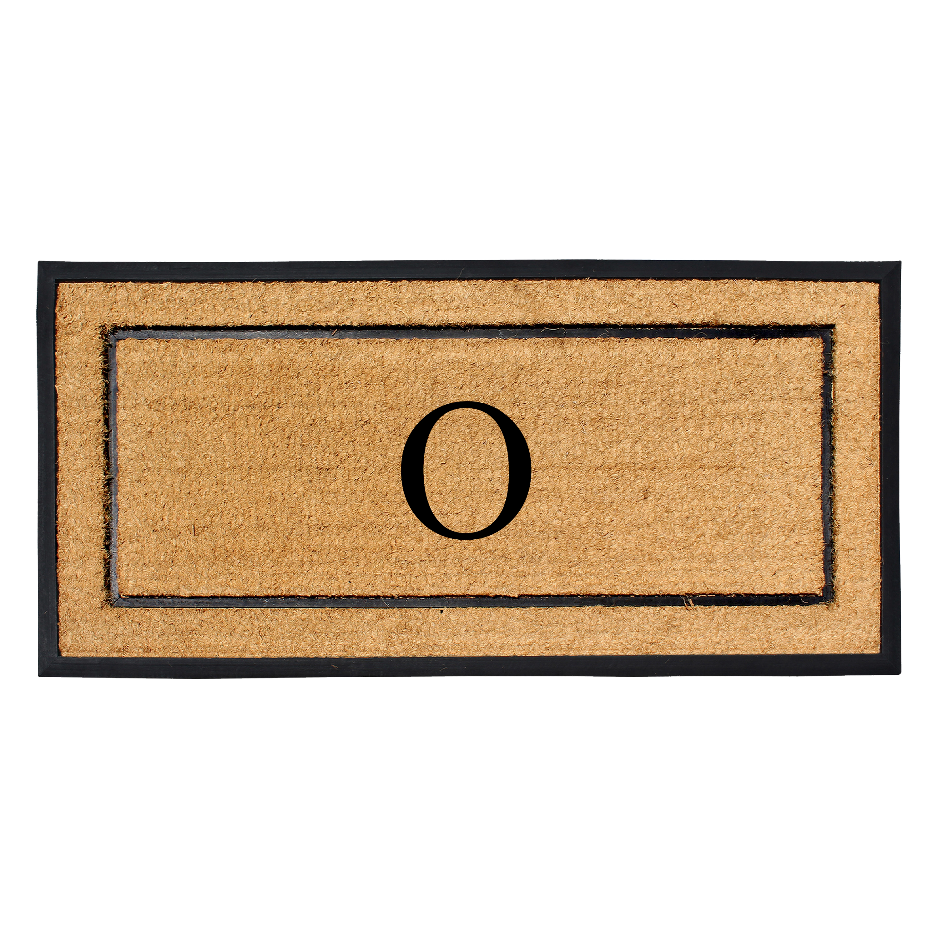 A1 Home Collections 30 in x 60 in Monogrammed Natural Coir & Rubber Heavy-Duty Front Door Mat Letter C