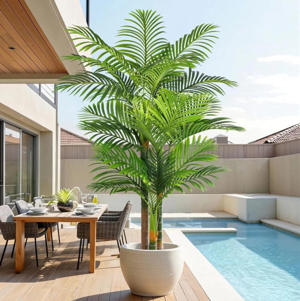 Whimsy Toys 6ft Tall Triple Golden Cane Palm Artificial Tree