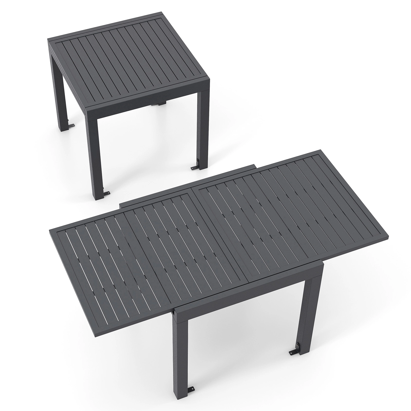 SUGIFT Expandable Aluminum Patio Dining Table for 4-6 People 31.5-in Wide 350-lb Capacity Dark Gray 1-Piece