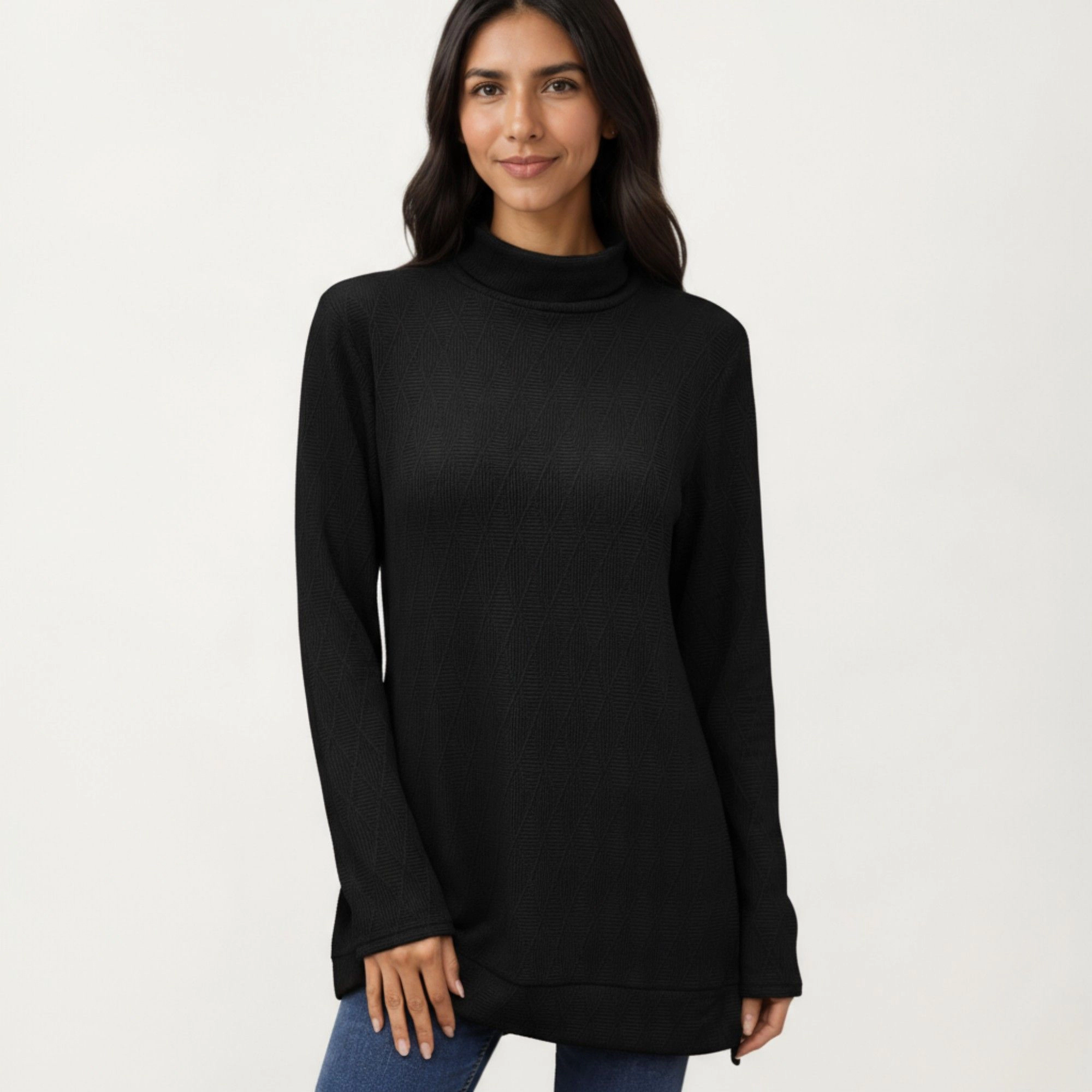 Anna-Kaci Women's Textured Collared Relaxed Fit Long Sleeve Knit Top