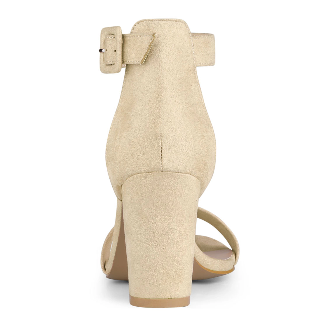 BLISSFUL STEP Women's Open Toe Chunky High Heel Buckle Ankle Strap Sandals