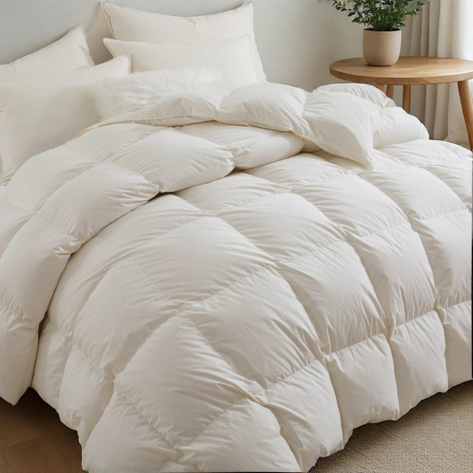 Unikome 800 Fill Power Down Comforter Insert, 100% Organic Cotton Cover Luxury Duvet Bedding