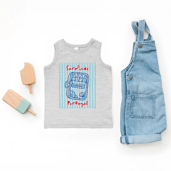 The Juniper Shop - Sardines Portugal Stripes - Toddler Graphic Tank