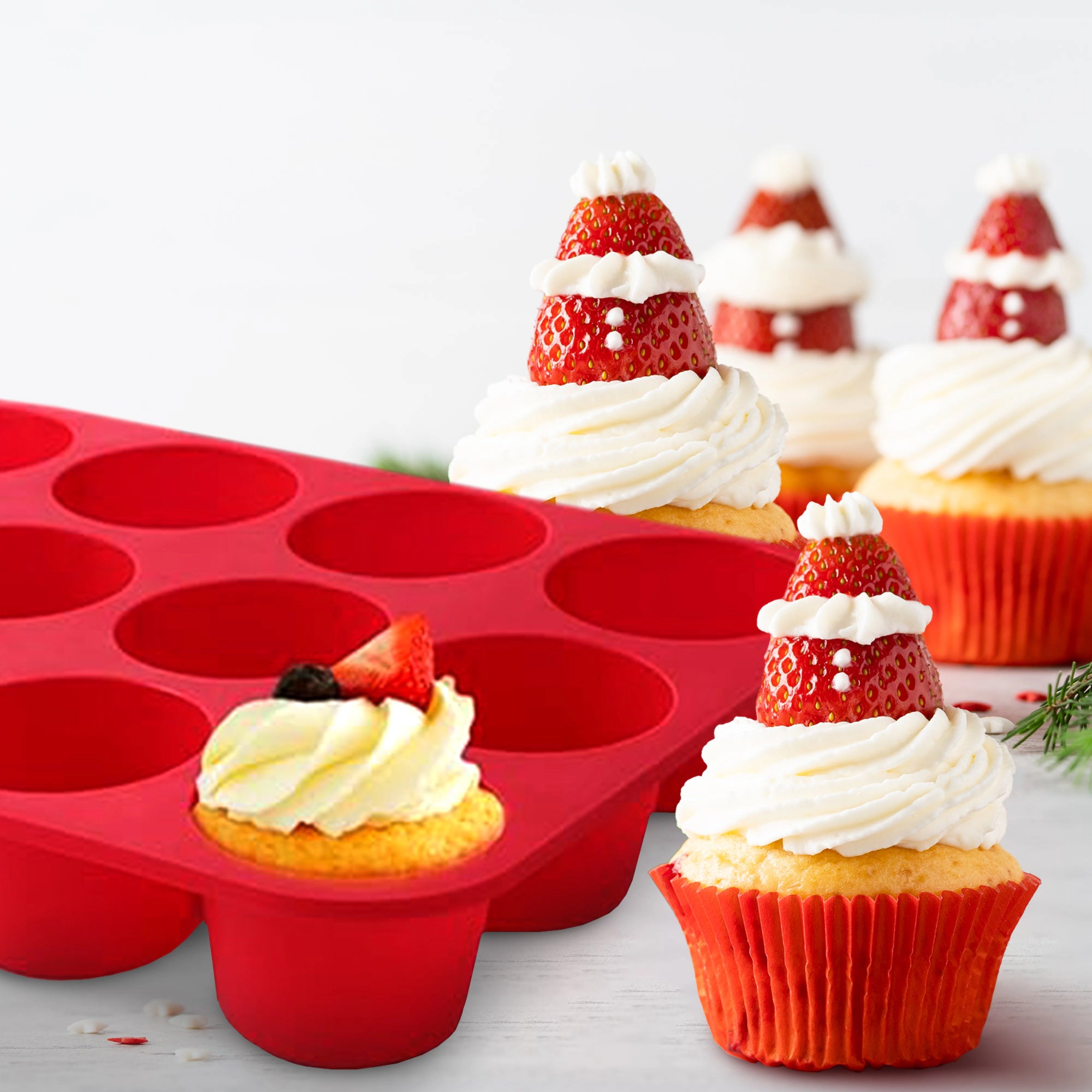 Cheer Collection Set of 3 Non-Stick Silicone Muffin Pans – BPA-Free