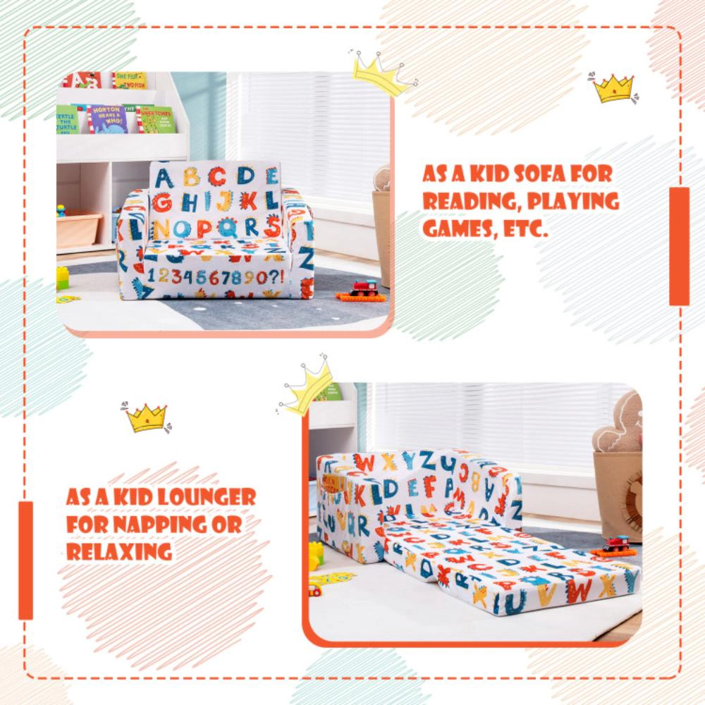 Hivvago 2-In-1 Convertible Kids Sofa With Velvet Fabric