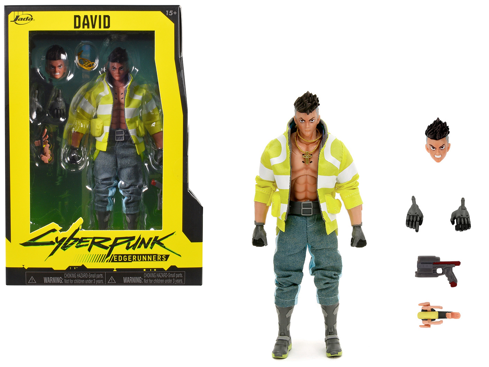 Jada David Martinez 6" Moveable Figure with Accessories and Alternate Head and Hands "Cyberpunk: Edgerunners"
