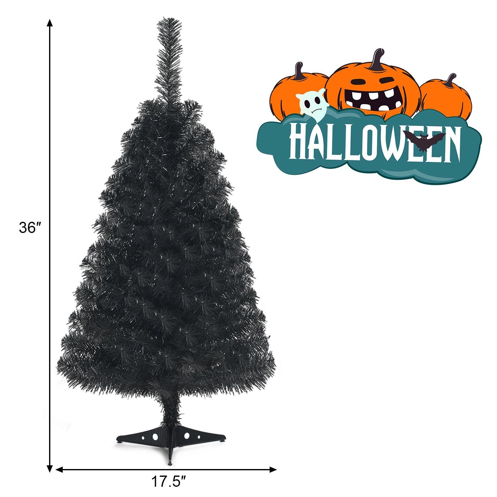 SlickBlue Compact Decorative Tree with Full PVC Leaves for Indoor Festival Display