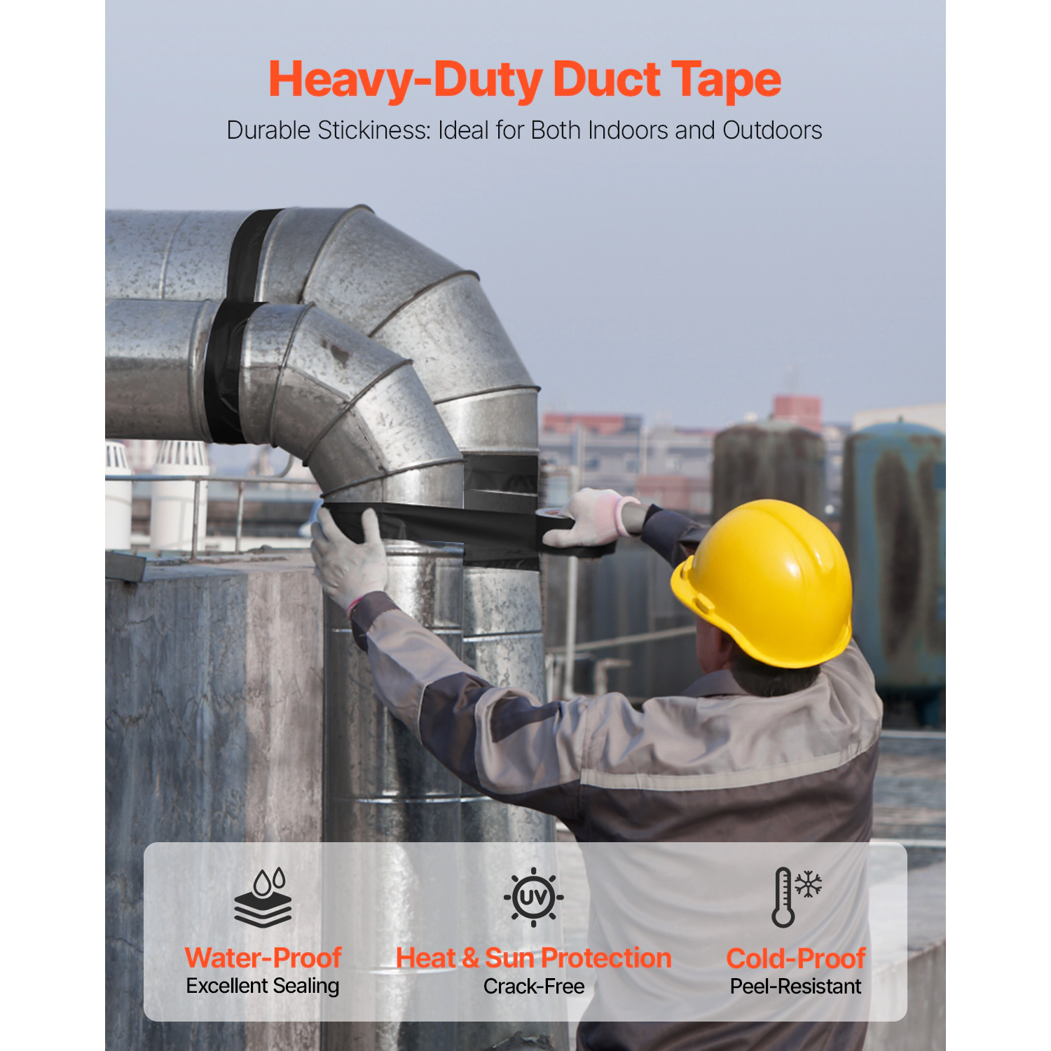 HONGGE Duct Tape, No Residue Strong Adhesive Waterproof Temperature-Resistant Heavy Duty Tear by Hand