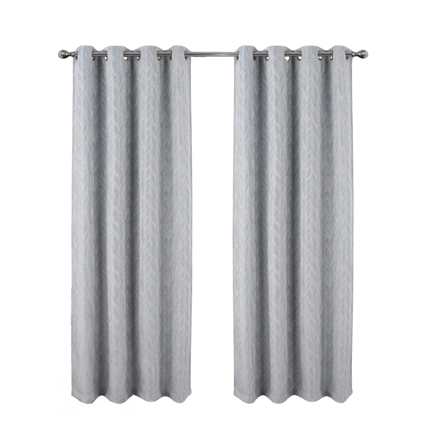 RT Designers Collection 100% Polyester 270 GSM Reba Luxury Jacquard Blackout Grommet Curtain Panel 54" x 90" Grey