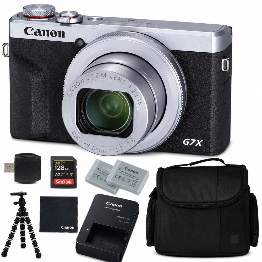 Canon PowerShot G7 X Mark III Digital Camera (SILVER) (3637C001) + AOM 128GB Bundle Package Kit