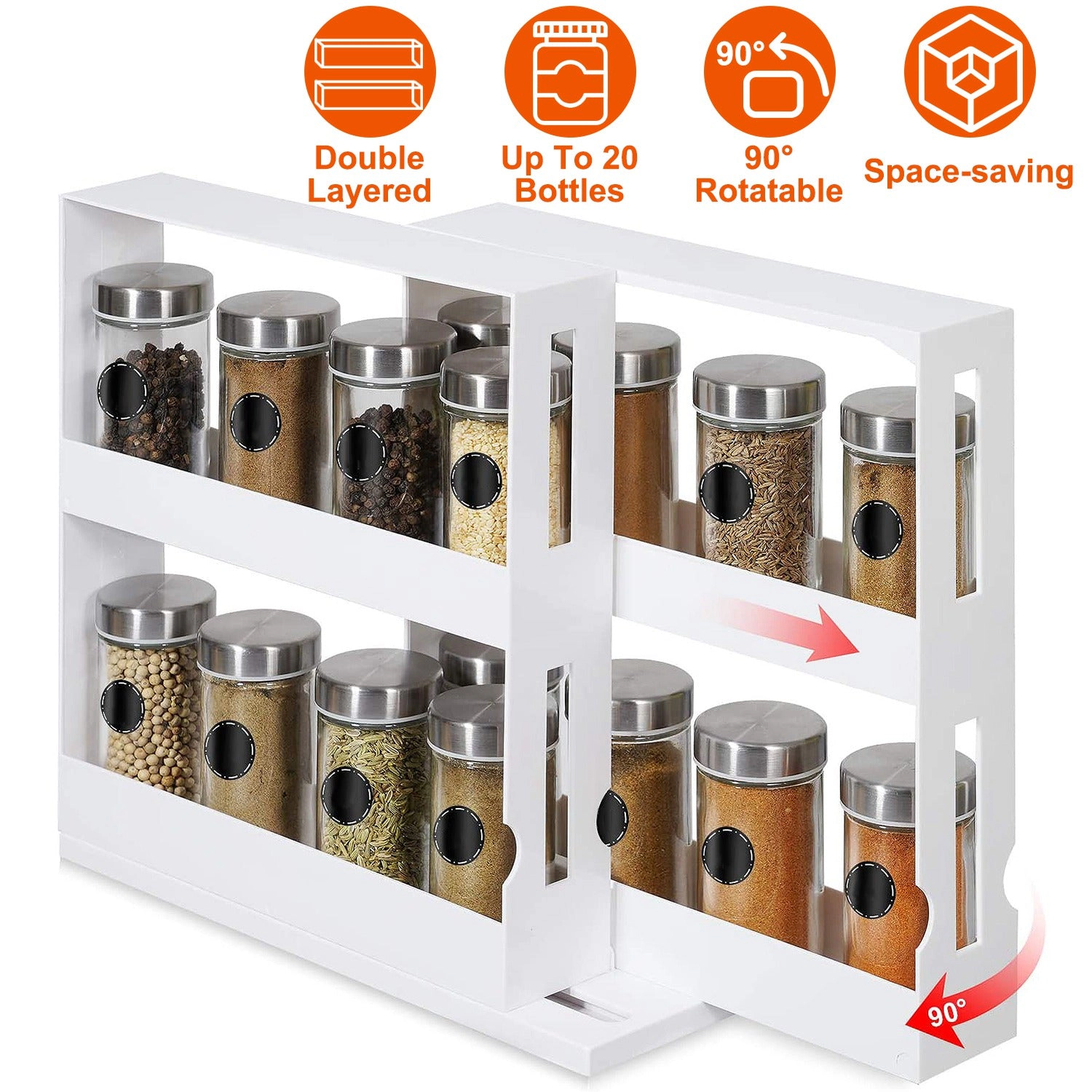 GBruno 2-Tier Swivel Cabinet Organizer Rack