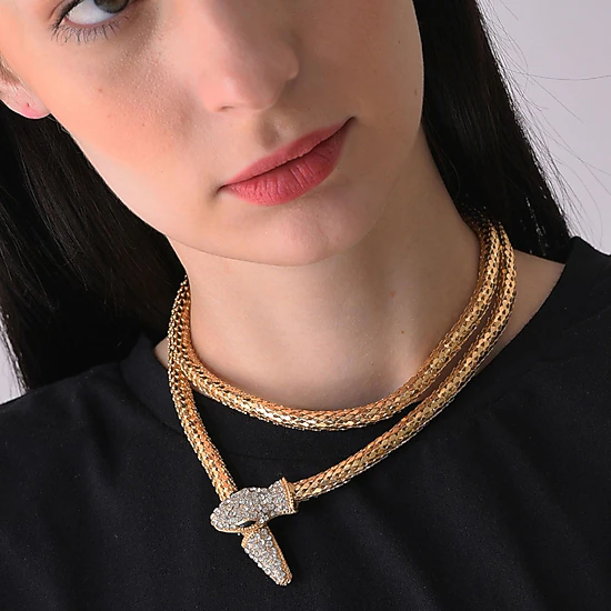 SOHI Women's Gold Snakehead Statement Necklace