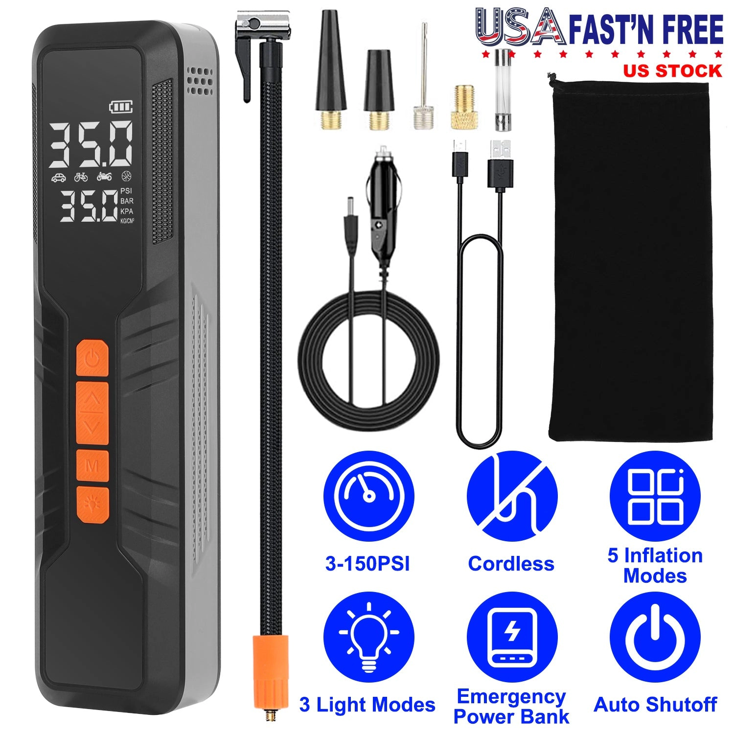 GBruno 150PSI Digital Tire Inflator Air Compressor