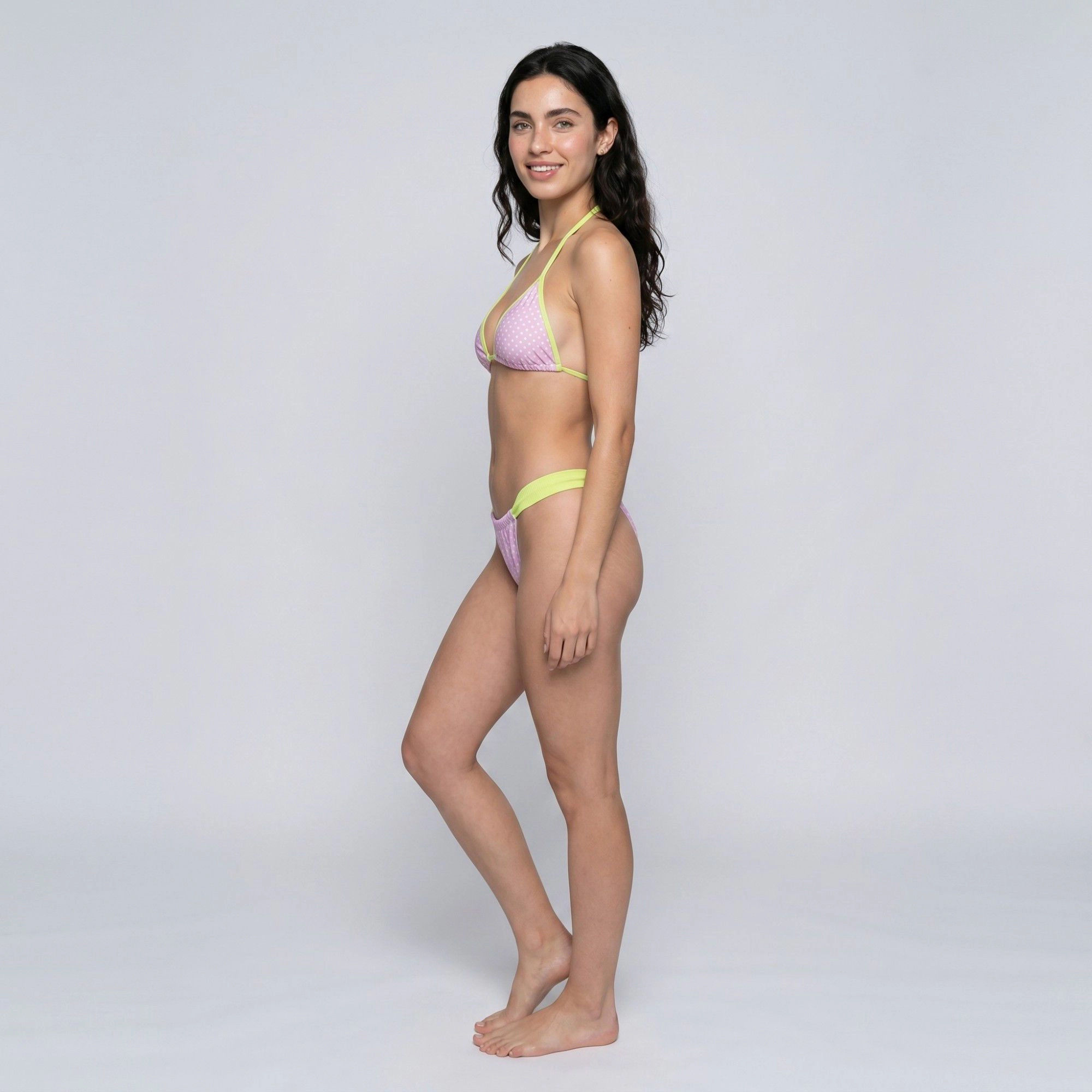 Anna-Kaci Women’s Two-Piece Triangle Halter Bikini Set with Contrast Trim