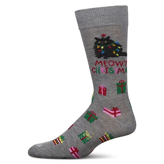 Memoi Men's Meowy Christmas Holiday Crew Socks