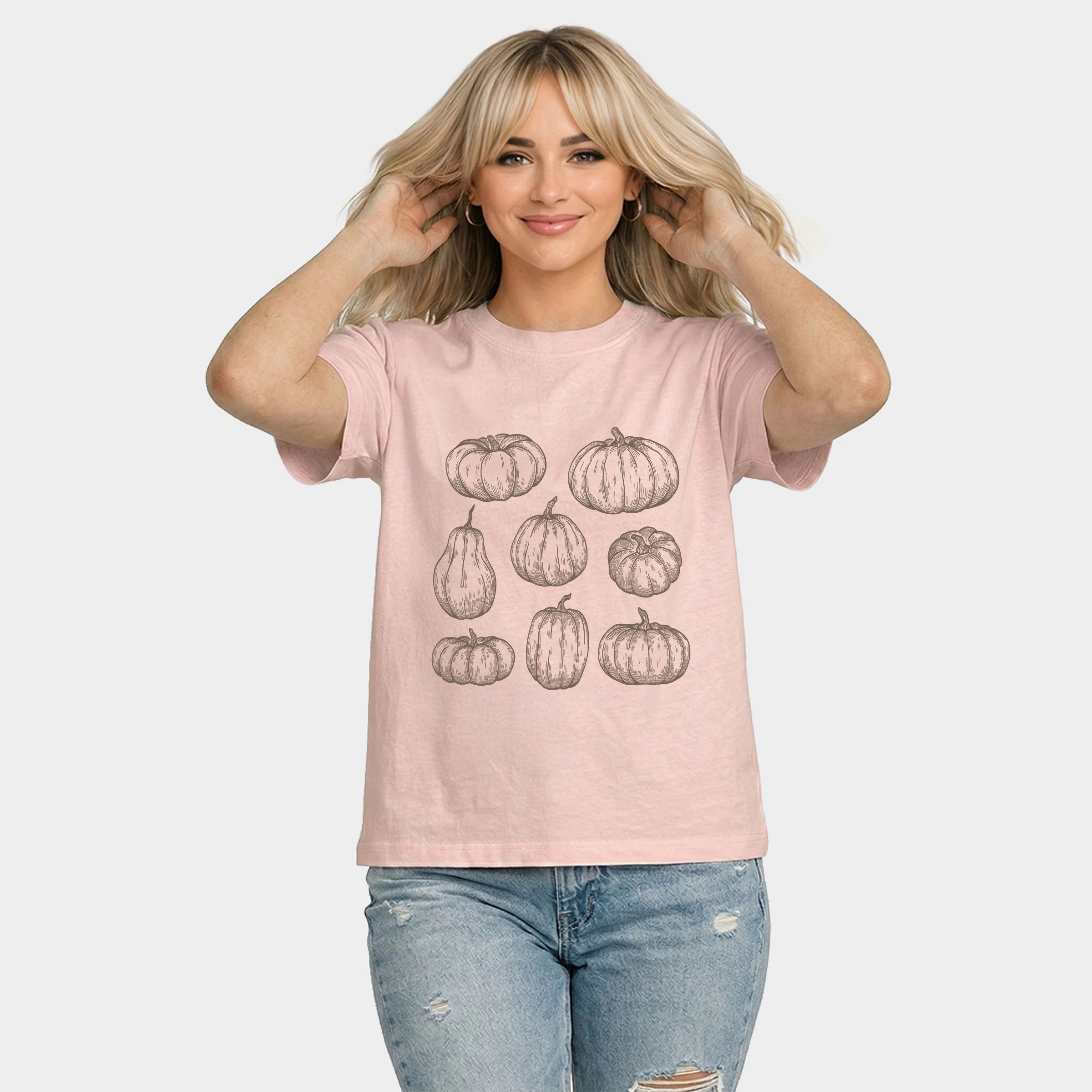 Simply Sage Market - Women's Relaxed Boxy Tee Sketched Pumpkin Collage