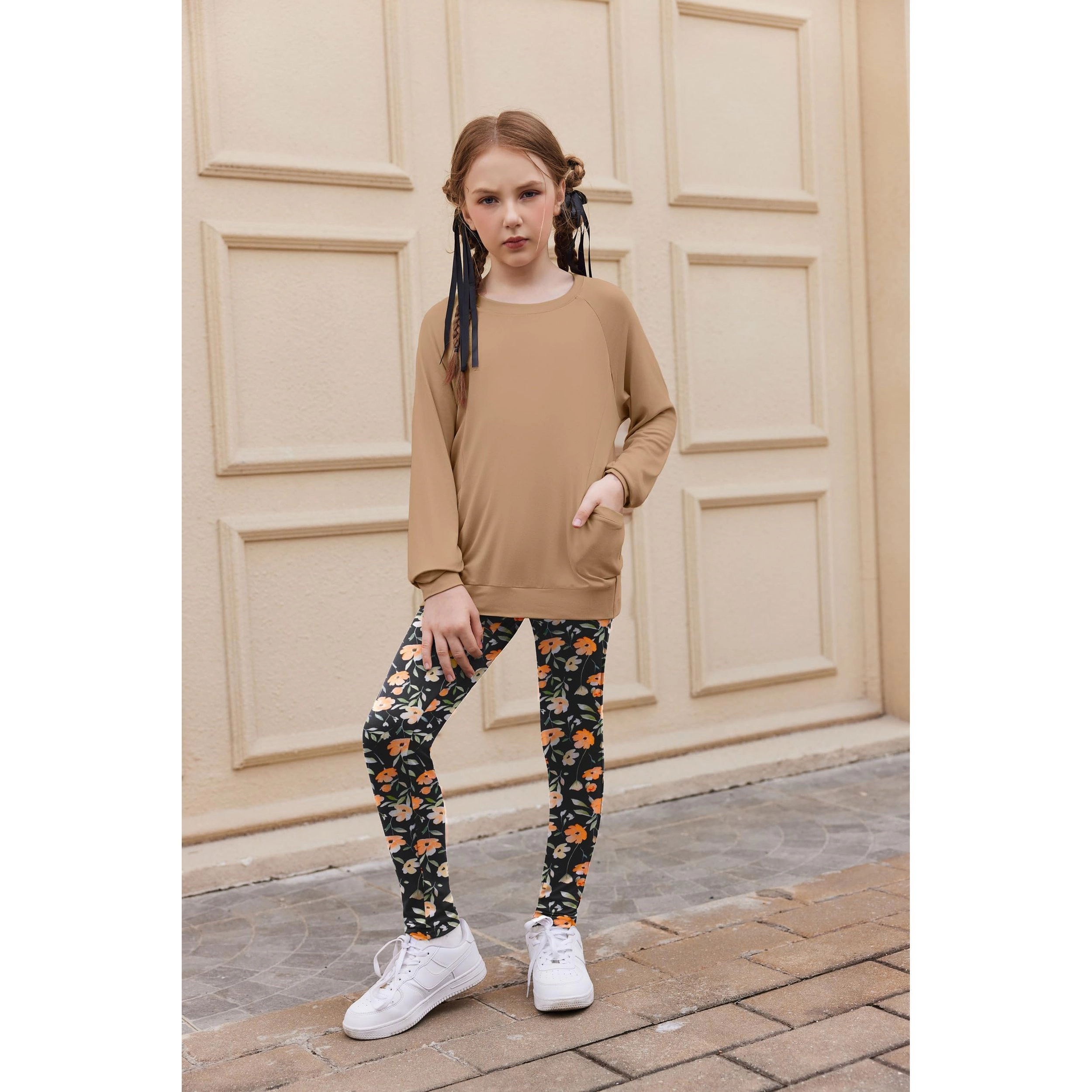 Arshiner Girls Trendy Leopard Outfits Piece Long Sleeve Top And Pants Casual Clothing For