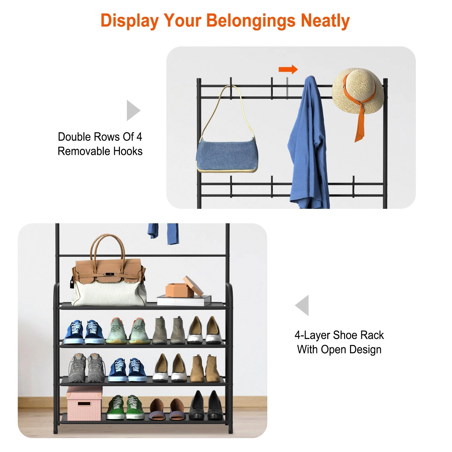 GBruno 5-Tier Entryway Coat Rack With Shoe Storage