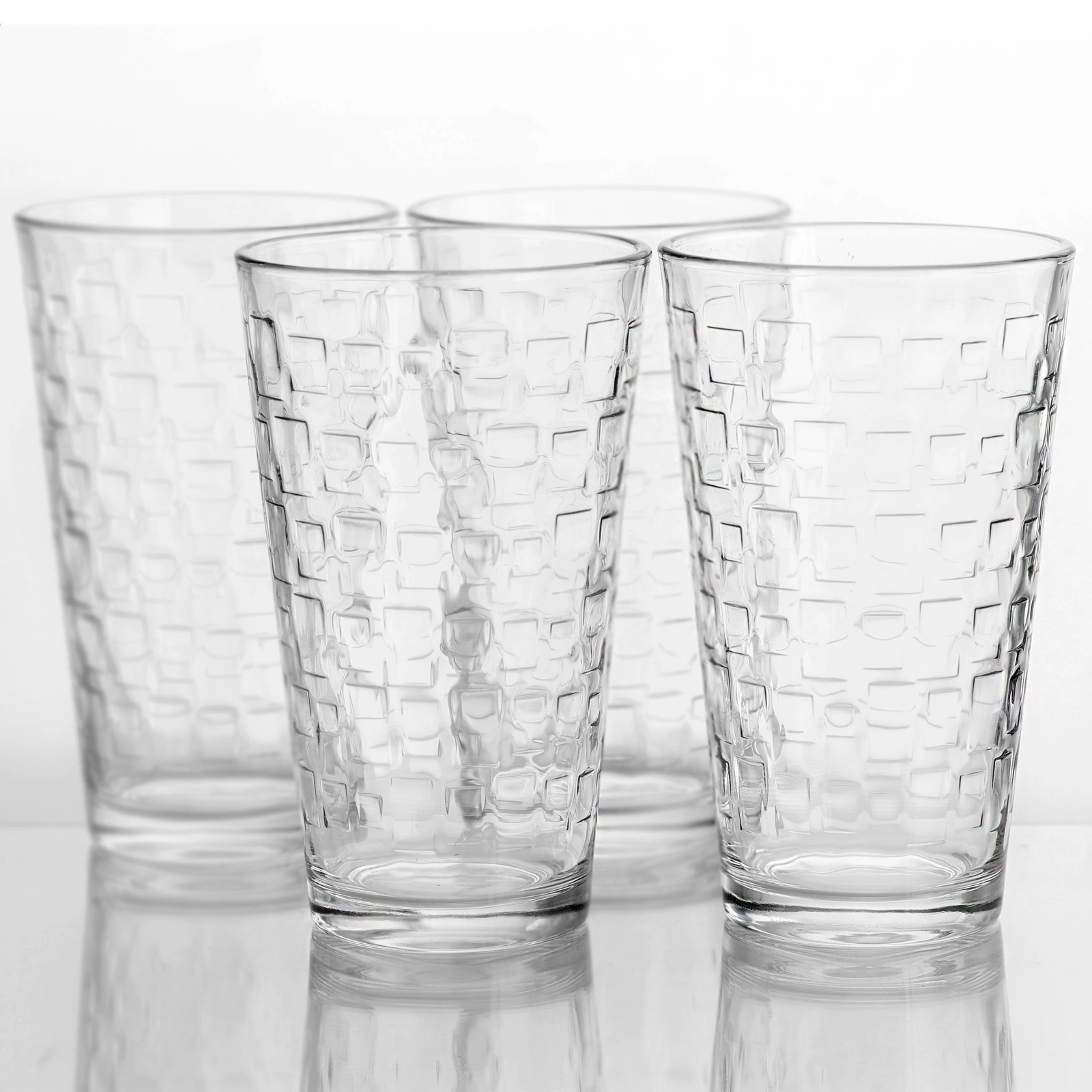 Gibson Home Great Foundations 4-Piece 16 oz. Tumbler Set, Square Pattern