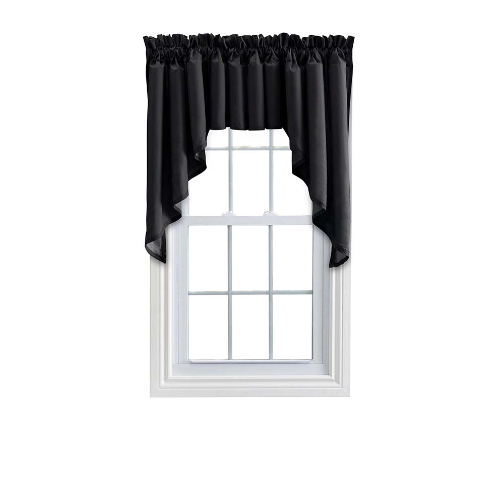 Ellis Stacey Solid Color Window 3" Rod Pocket High Quality Fabric Lined Swag Set 126"x63" Black